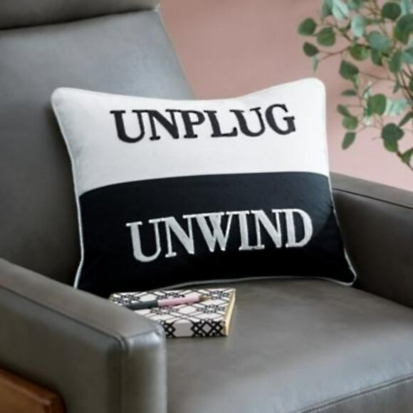 New Grandin Road Unplug Unwind Pillows 14x18 - Picture 2 of 5